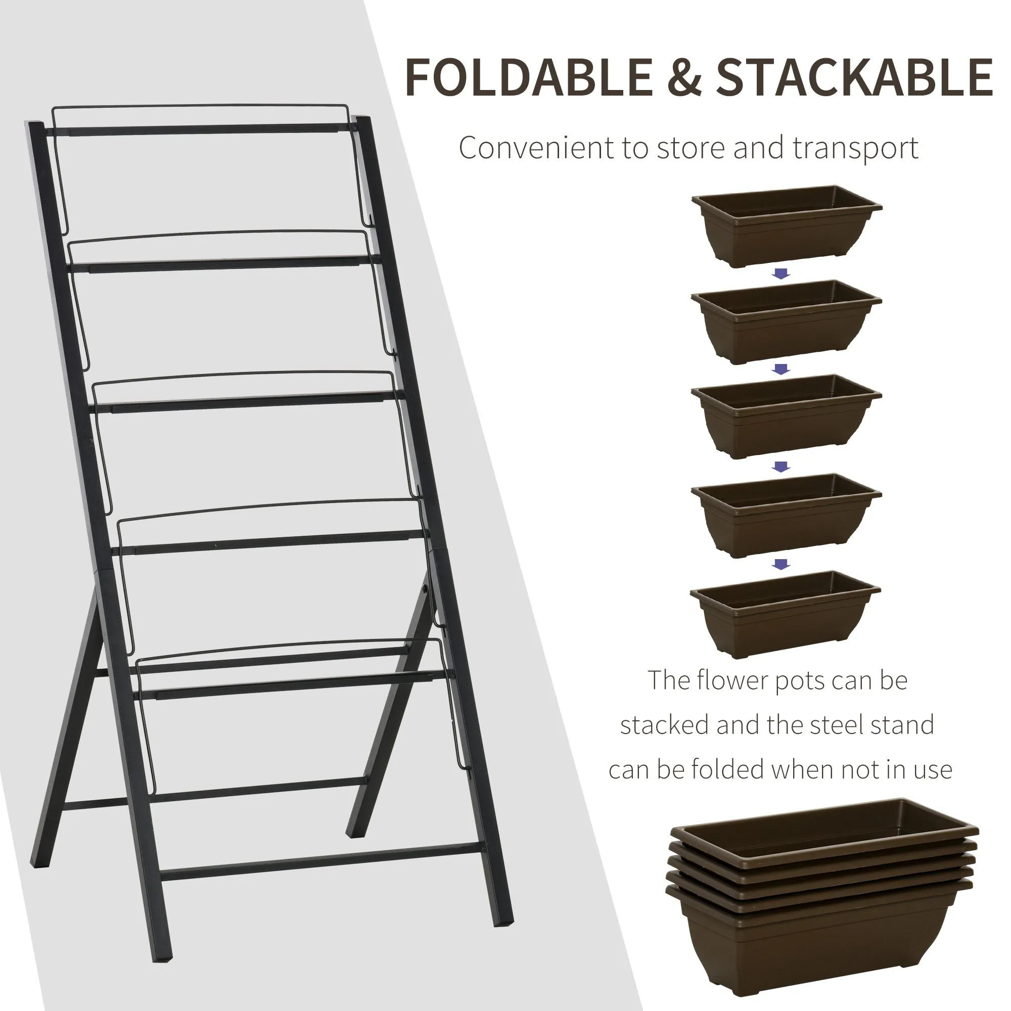 5-Tier Raised Garden Bed with Foldable Frame