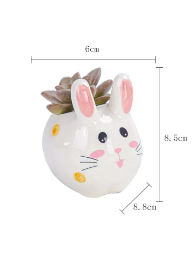 6 Pcs Lovely Cartoon Rabbit Succulent Ceramic Indoor Flower Pots, Cute Animal Mini Green Plant Pot for Living Room Interior Design Fairy Gardening (Plants NOT Included)