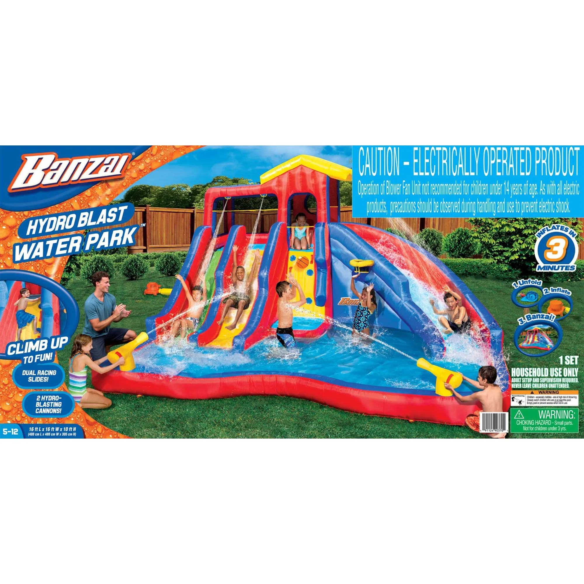 Banzai Hydro Blast Kids Inflatable Backyard Waterpark Activity Pool Play Center