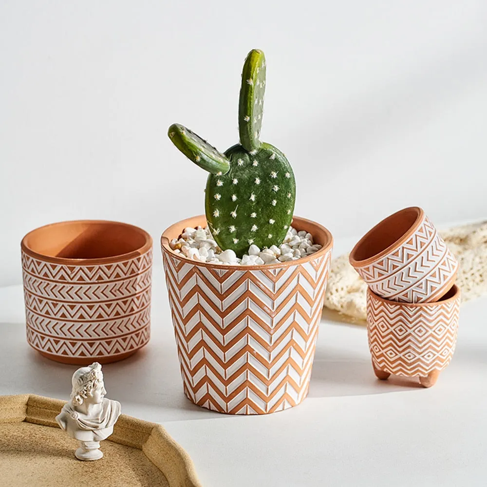 Boho terracotta plant pots