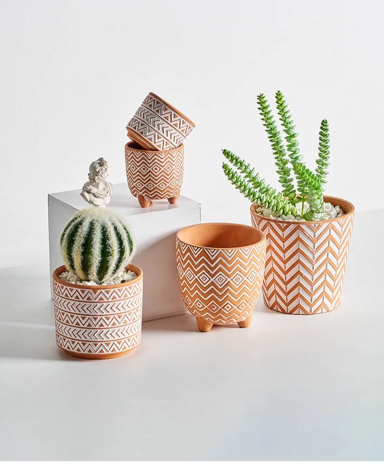 Boho terracotta plant pots