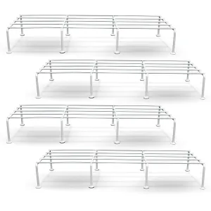 BonKaso Premium Rectangular Anti-Rust Metal Plant Stand Set (Pack of 4) - Stylish White Stands for Indoor, Outdoor, and Balcony Use