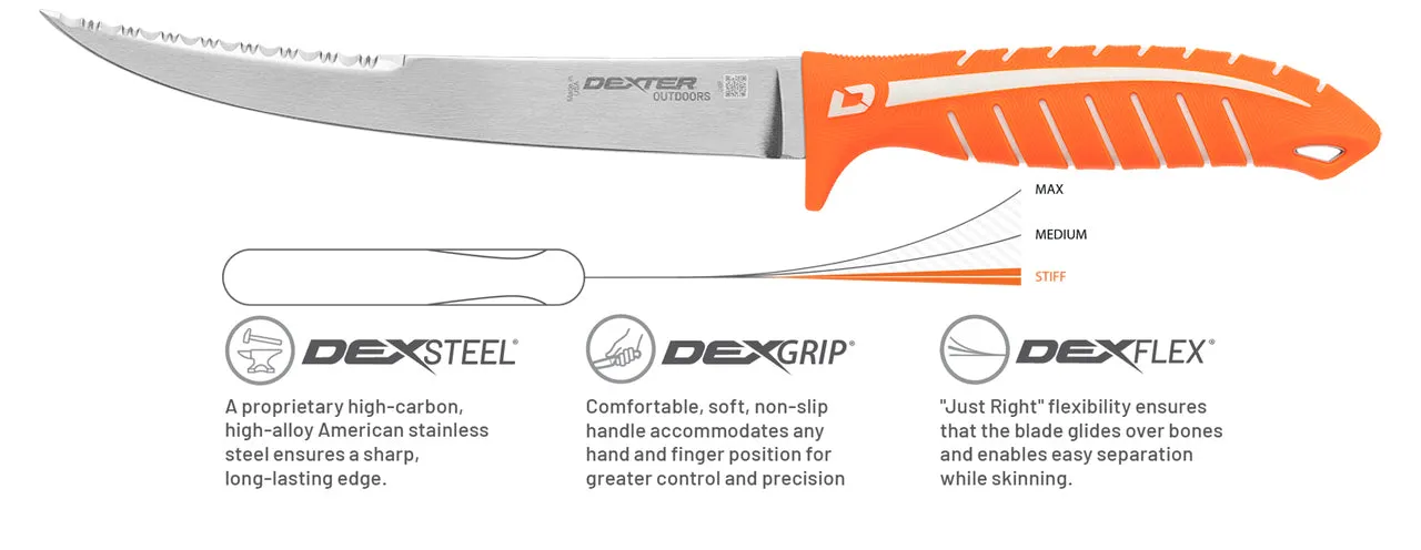 Dexter Outdoors DEXTREME Dual Edge DX8S 8" Stiff Fillet Knife