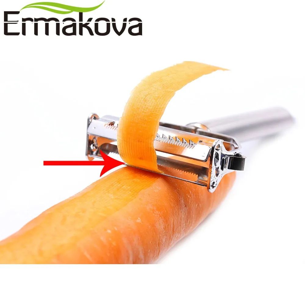 ERMAKOVA Dual Fruit Vegetable Peeler&Julienne Peeler Cutter Sharp Stainless Steel Potato Carrot Grater Planing Kitchen Tools