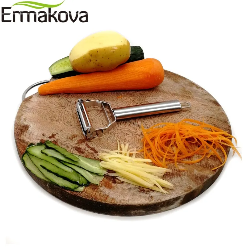 ERMAKOVA Dual Fruit Vegetable Peeler&Julienne Peeler Cutter Sharp Stainless Steel Potato Carrot Grater Planing Kitchen Tools