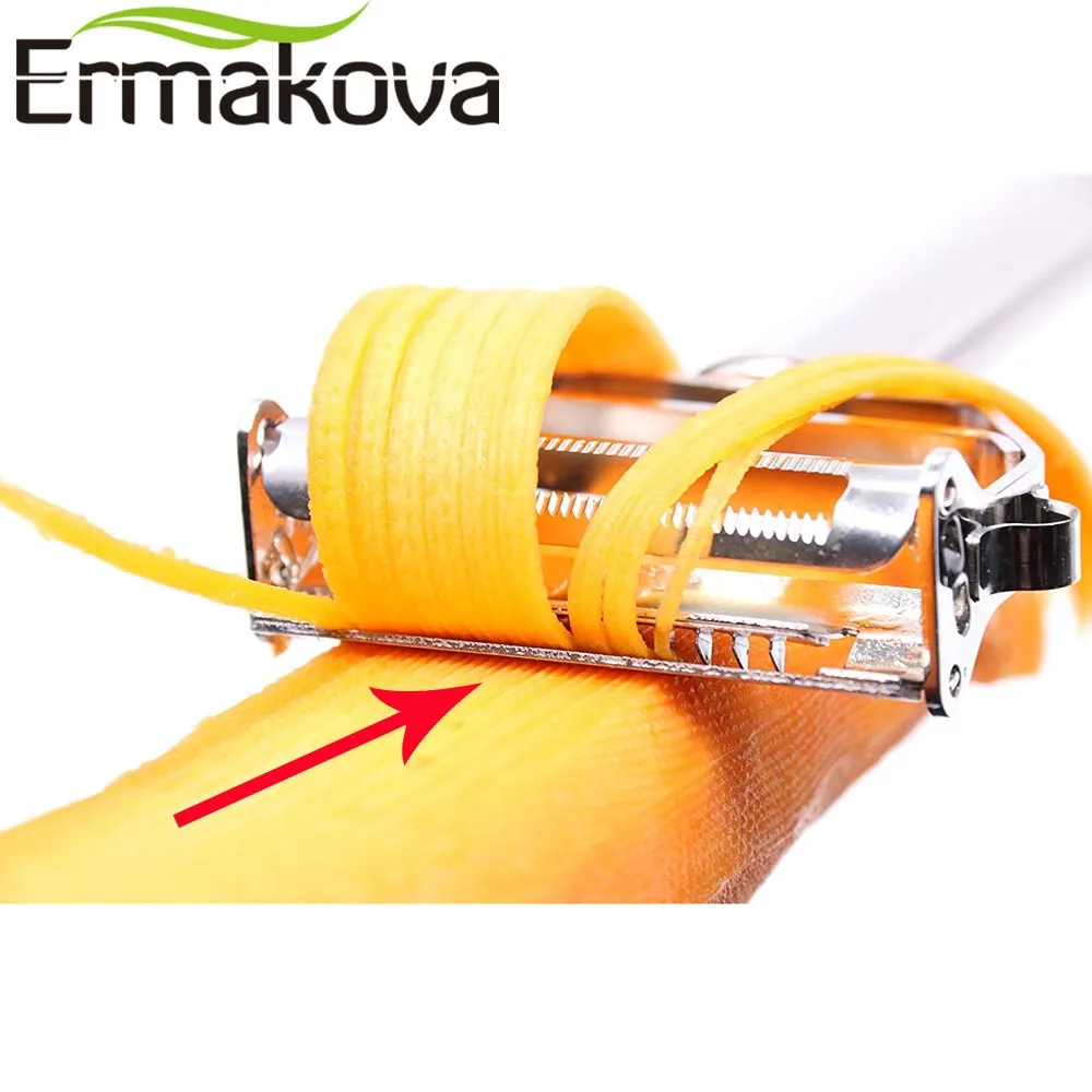 ERMAKOVA Dual Fruit Vegetable Peeler&Julienne Peeler Cutter Sharp Stainless Steel Potato Carrot Grater Planing Kitchen Tools