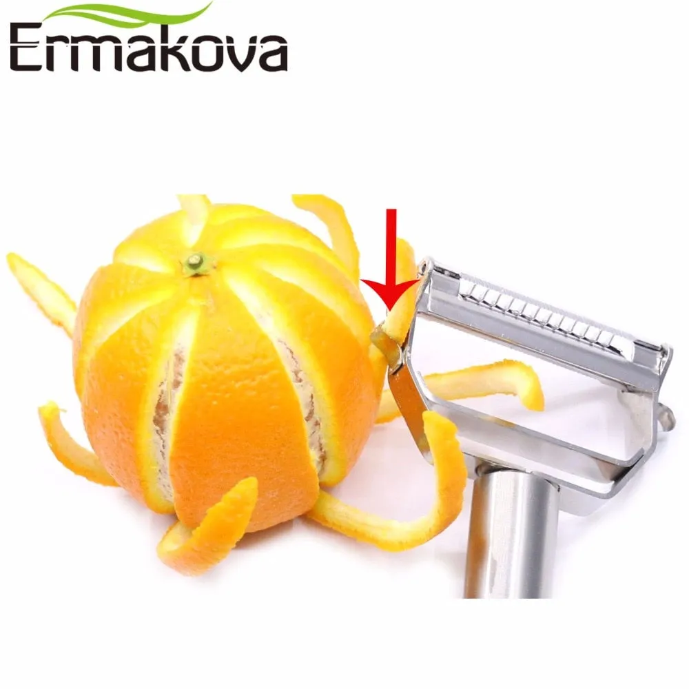 ERMAKOVA Dual Fruit Vegetable Peeler&Julienne Peeler Cutter Sharp Stainless Steel Potato Carrot Grater Planing Kitchen Tools