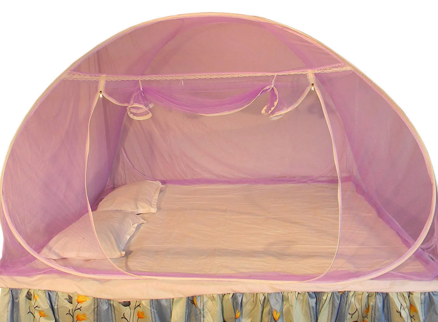 Healthy Sleeping Foldable Polyester Single Bed Mosquito Net (Violet)