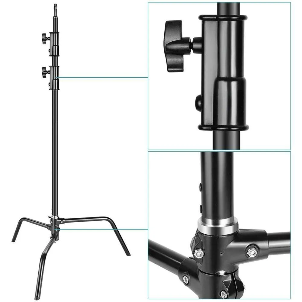 Heavy Duty Photographic Black C-Stand With Boom Arm (20kg Load)