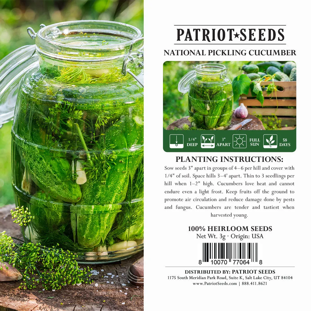 Heirloom National Pickling Cucumber Seeds (3g) by Patriot Seeds