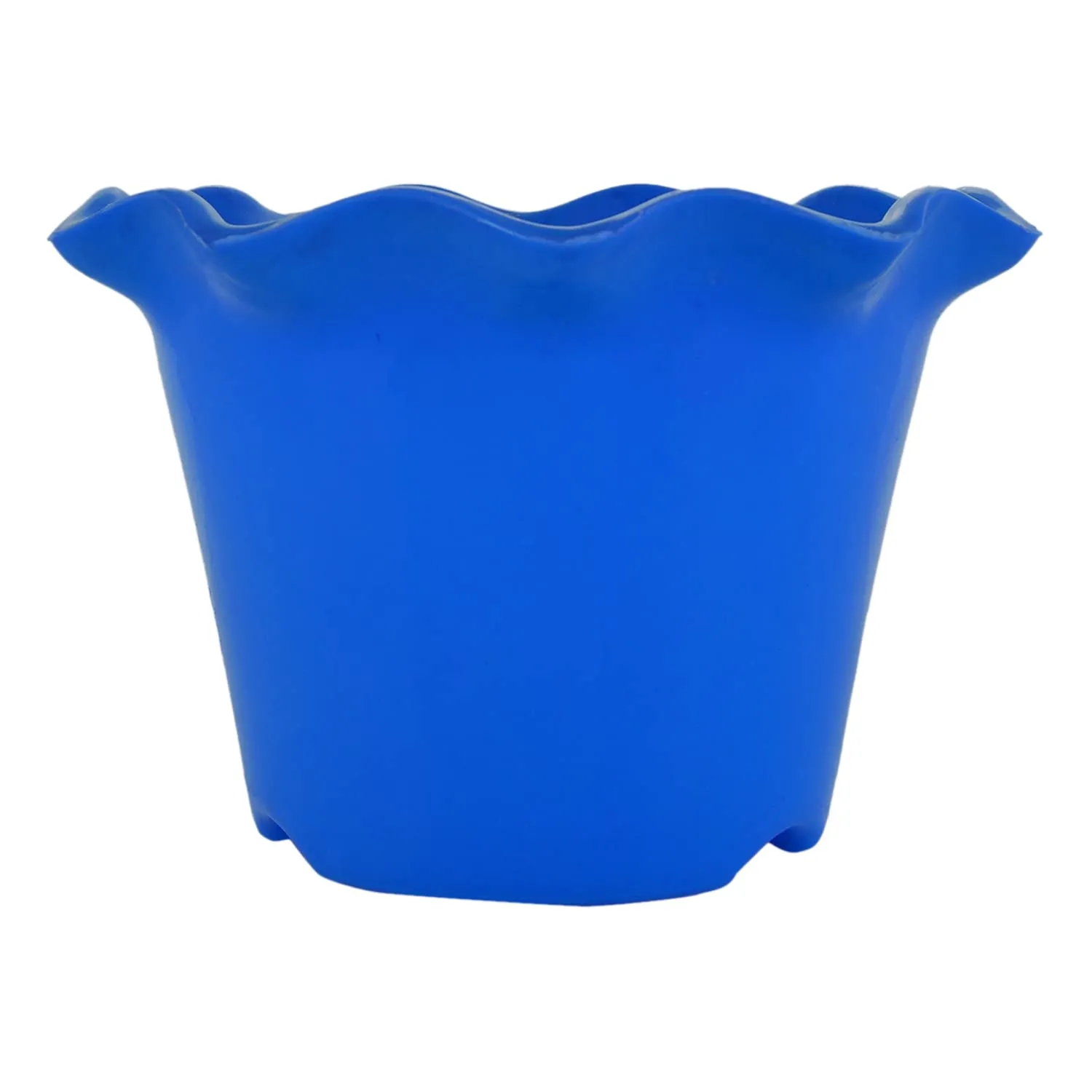 Kuber Industries Blossom Flower Pot|Durable Plastic Flower Pot|Gamla with Drain Holes for Home D cor|Balcony|Garden|8 Inch|Pack of 2 (Blue & Orange)