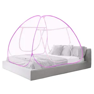 Kuber Industries Mosquito Net Foldable King Size (Double Bed) with Free Saviours 6.5 x 6.5 Feet (Pink)