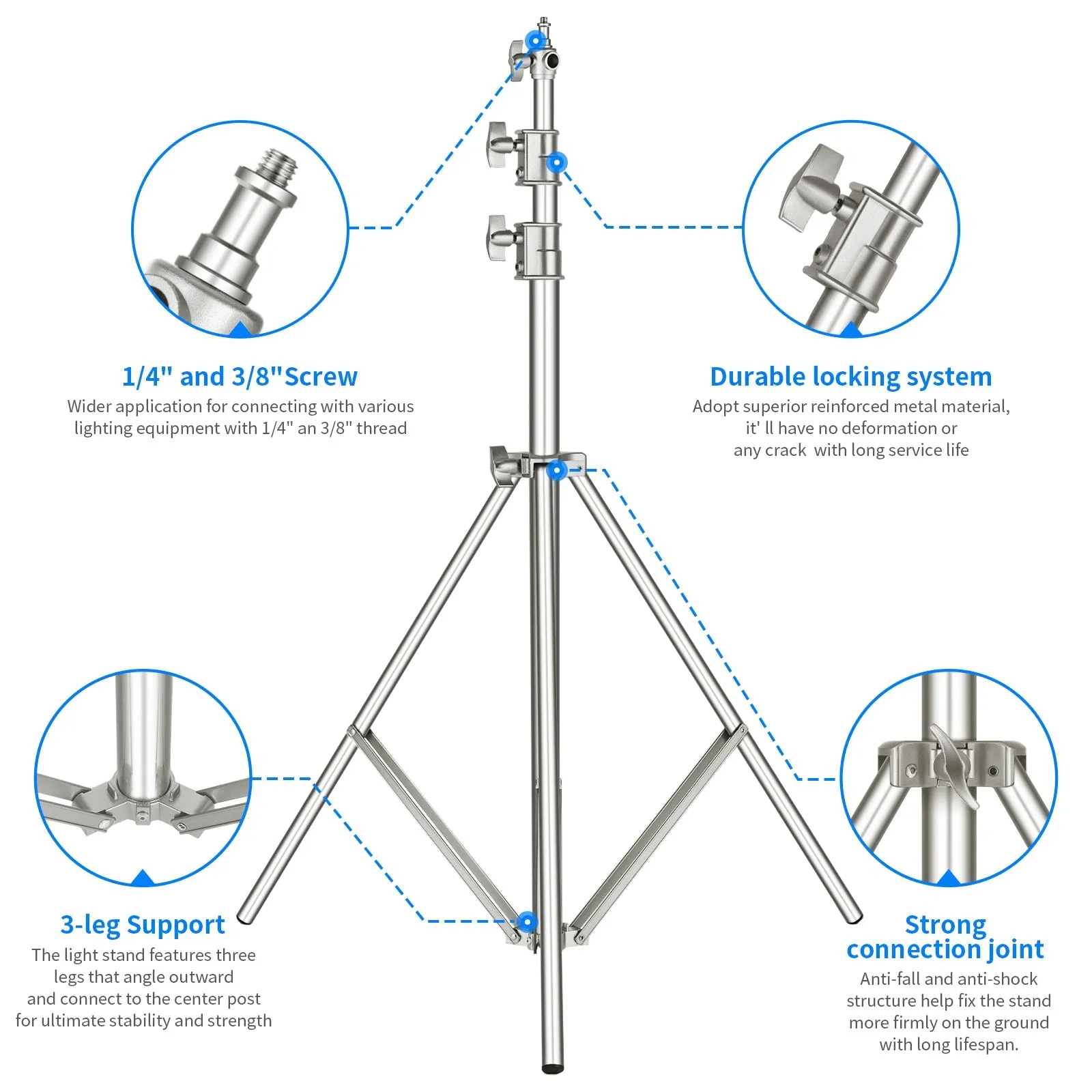 NEEWER 300cm Stainless Steel Photography Light Stand