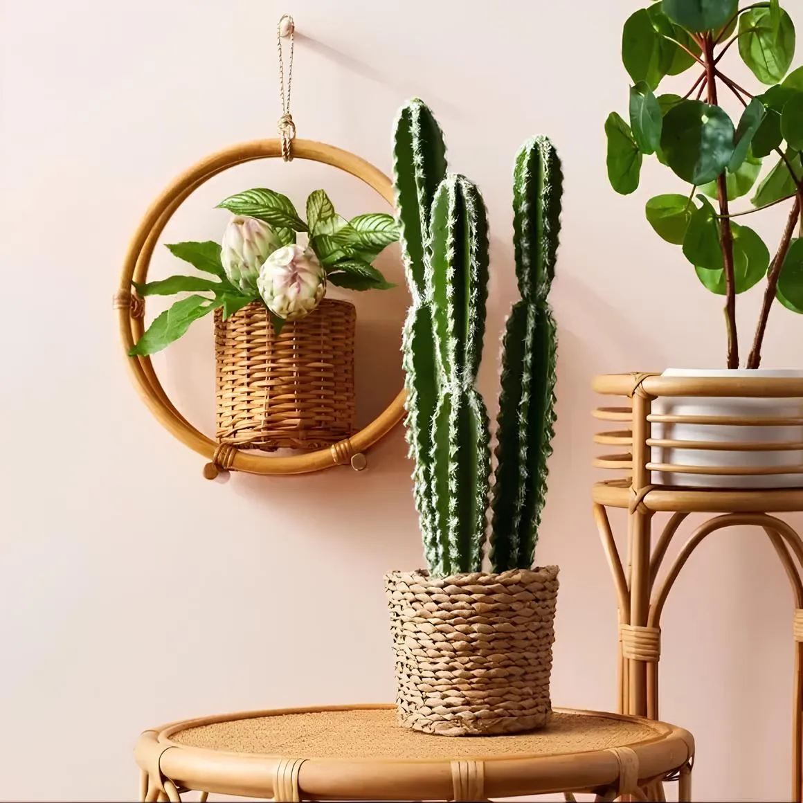 Rattan Hanging Plant Pots | Cane Hanging Flower Pots | Bamboo Hanging Planters - Ishita