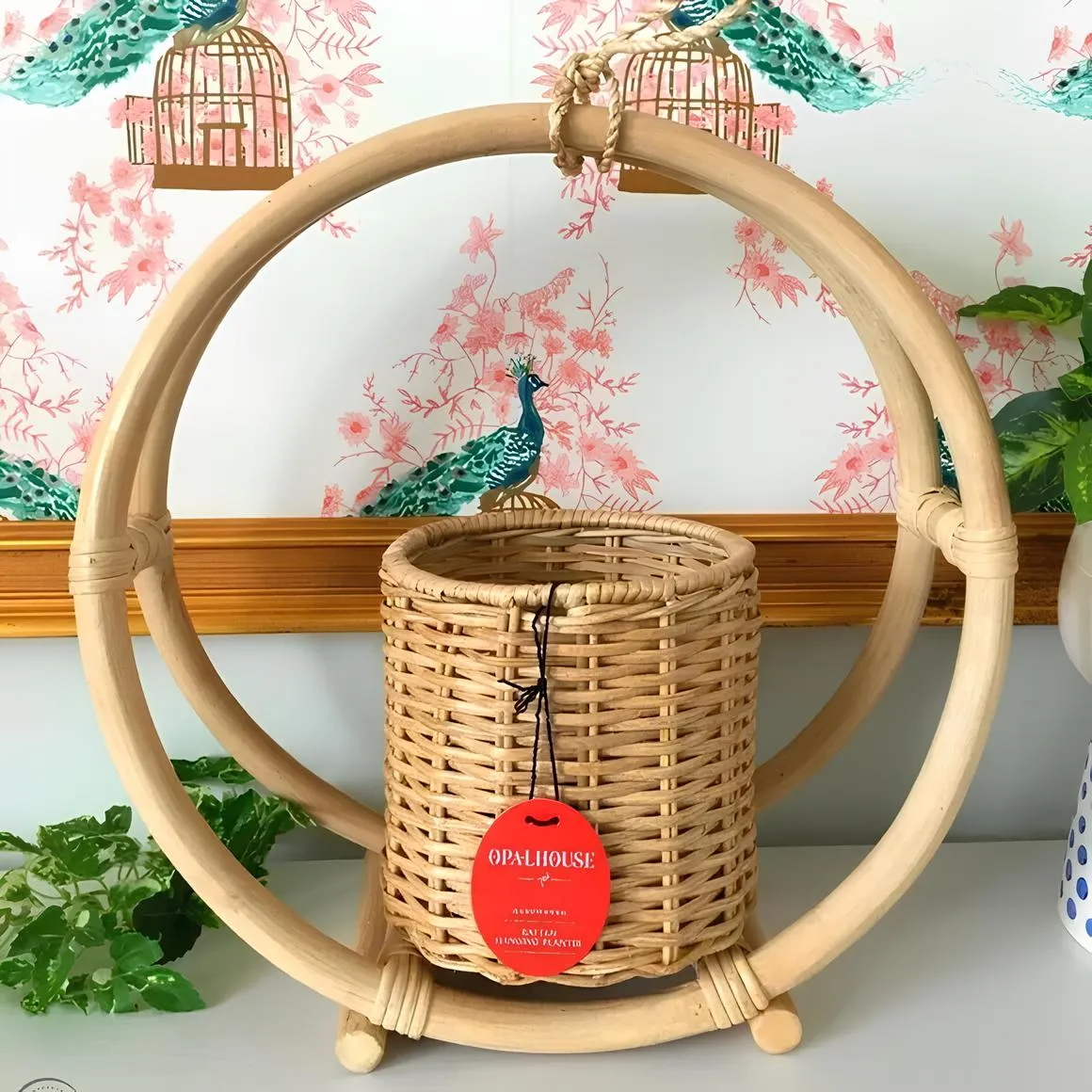 Rattan Hanging Plant Pots | Cane Hanging Flower Pots | Bamboo Hanging Planters - Ishita