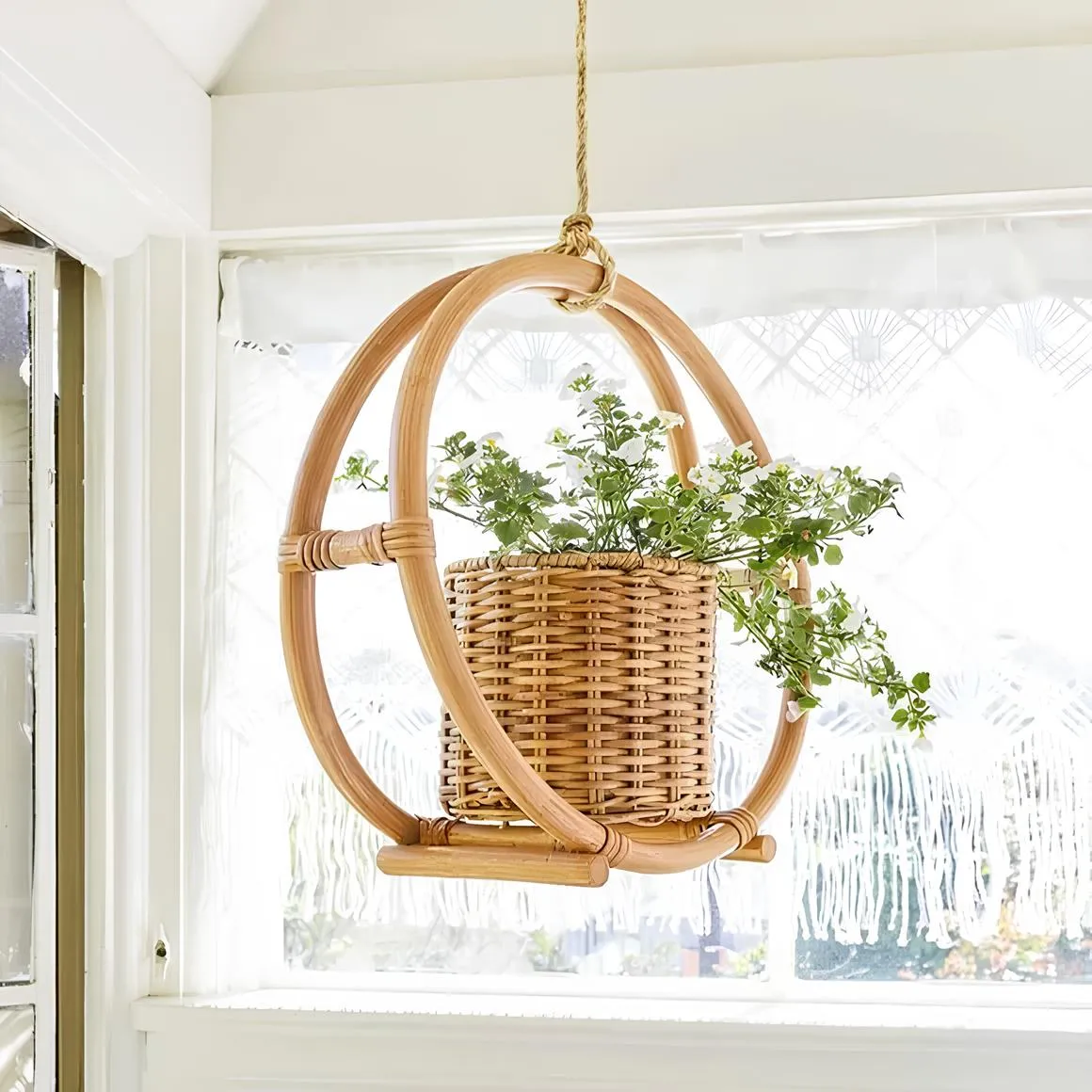 Rattan Hanging Plant Pots | Cane Hanging Flower Pots | Bamboo Hanging Planters - Ishita