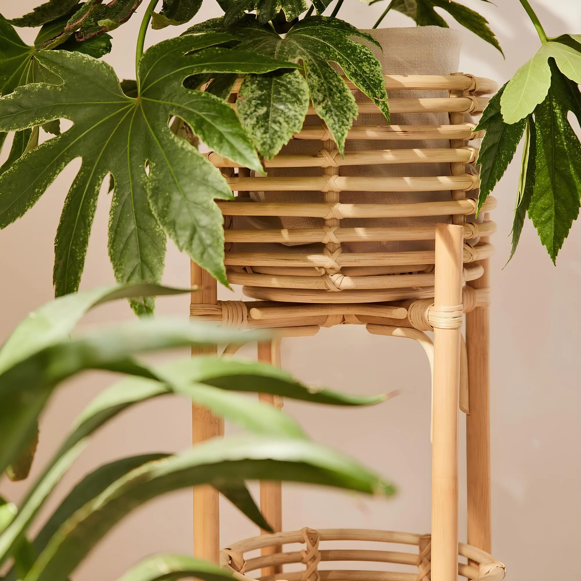 Rattan Plant Pots | Cane Flower Pots | Bamboo Planters - Ananya