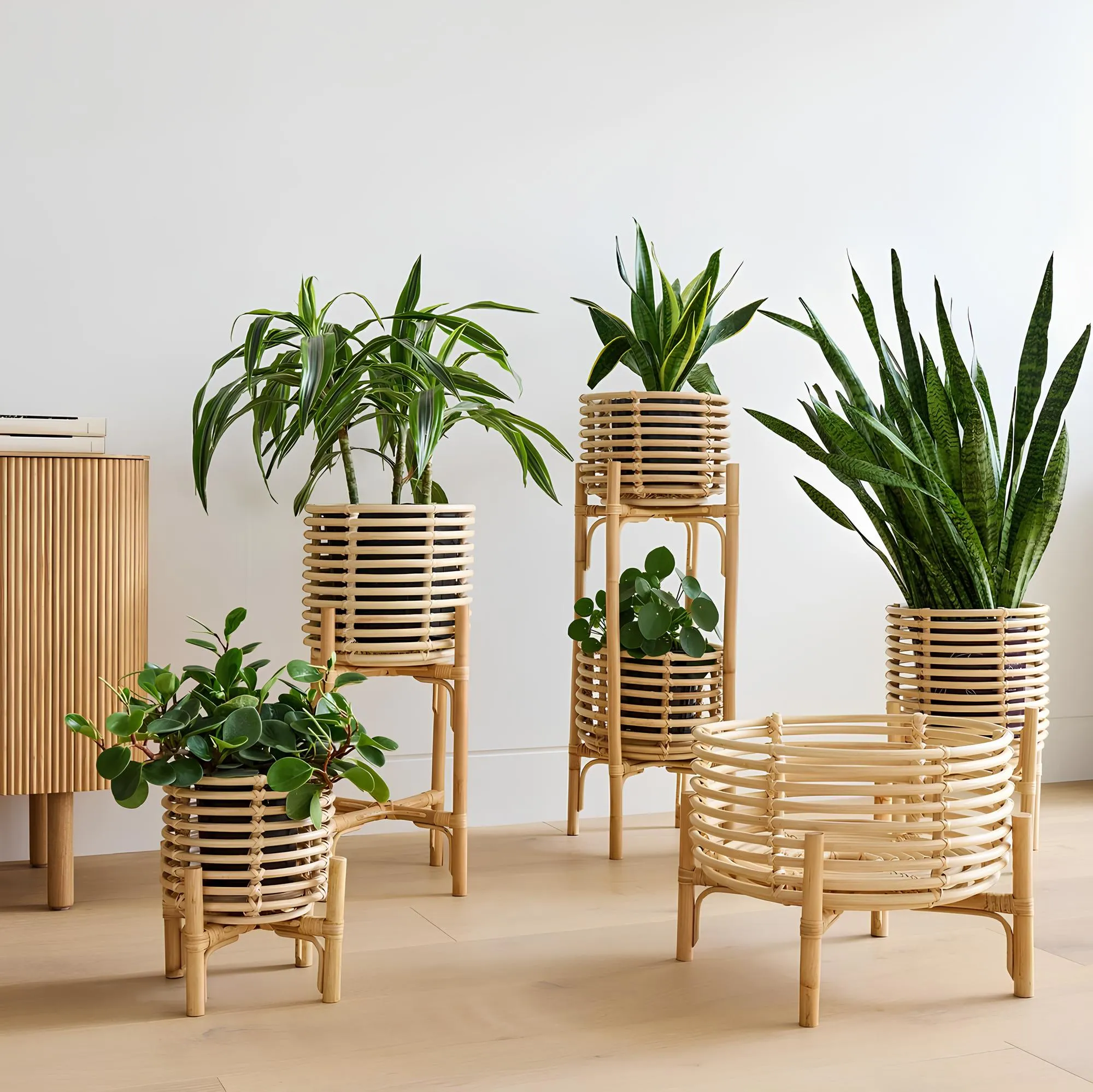 Rattan Plant Pots | Cane Flower Pots | Bamboo Planters - Ananya