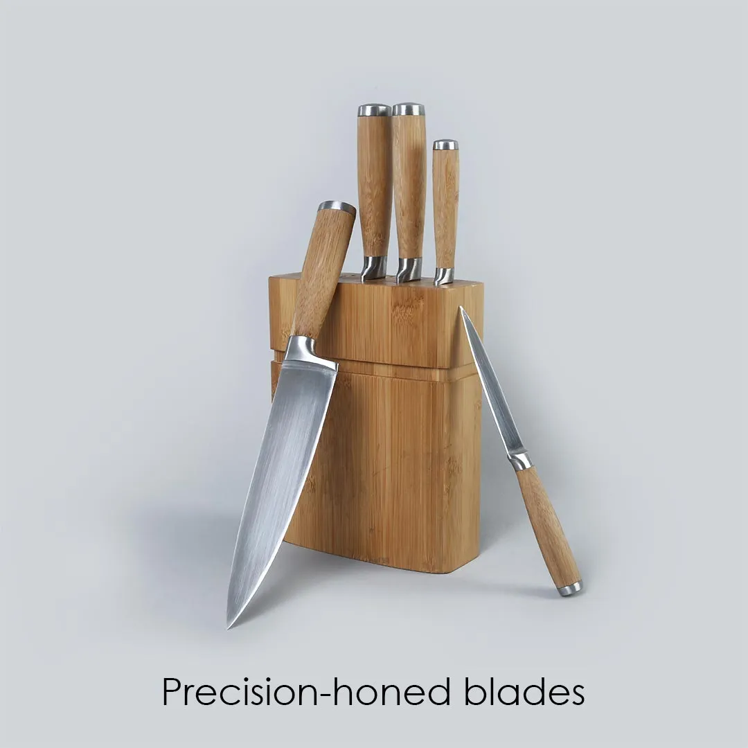 Razor Knife Block Set, Anti-rust Stainless Steel, Straight and Serrated Knives, 20.3 CM