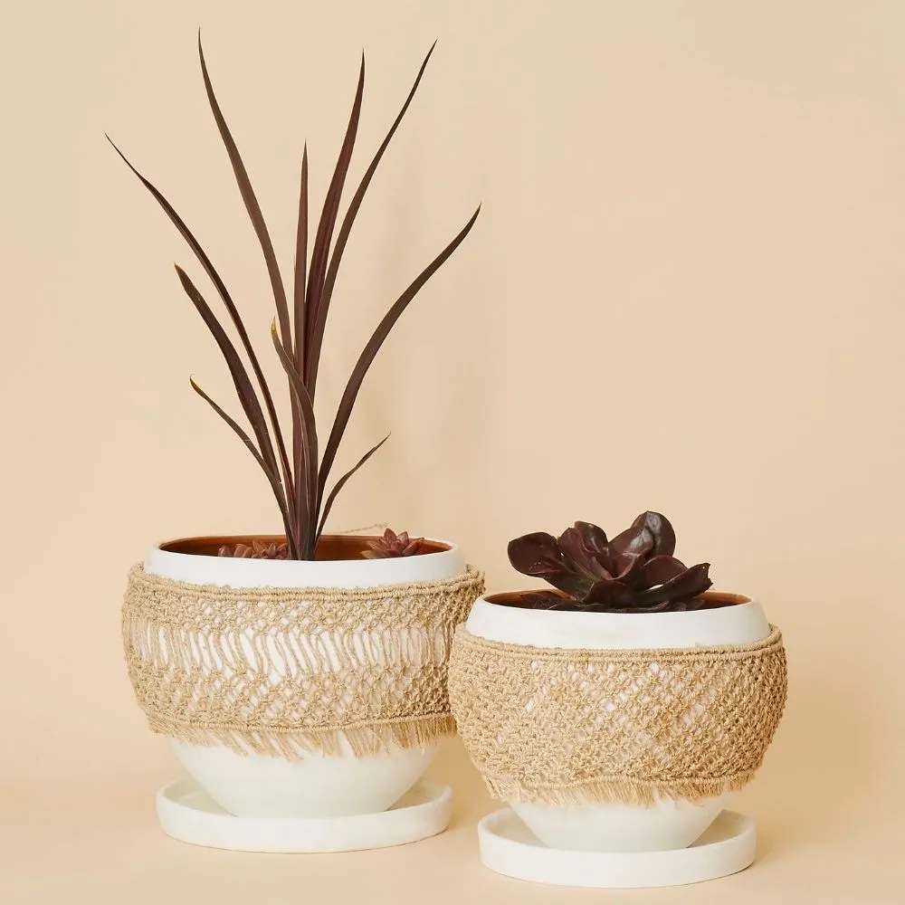 Small Macrame Wrap Terracotta Pot