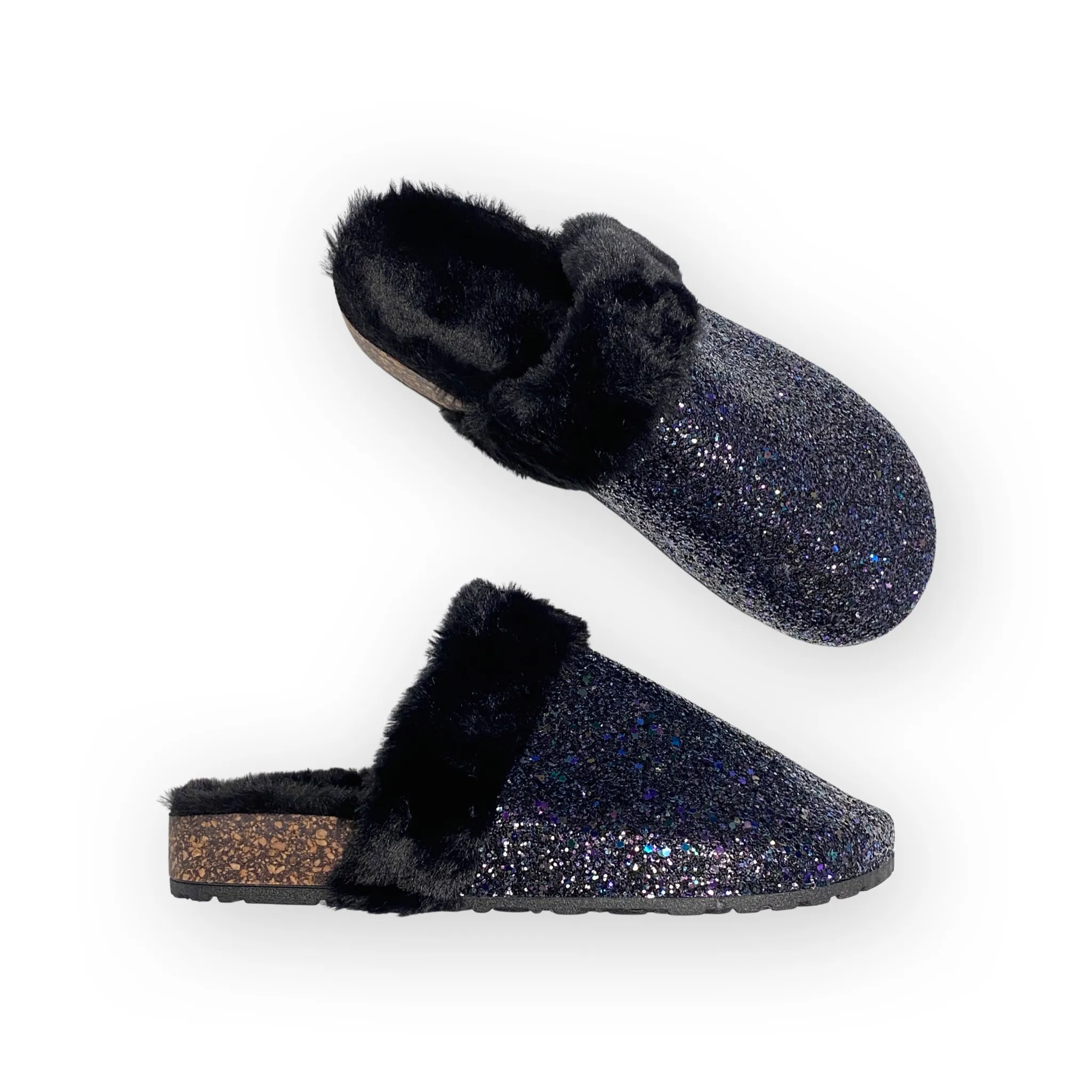 Sparkle & Shine Slides in Black