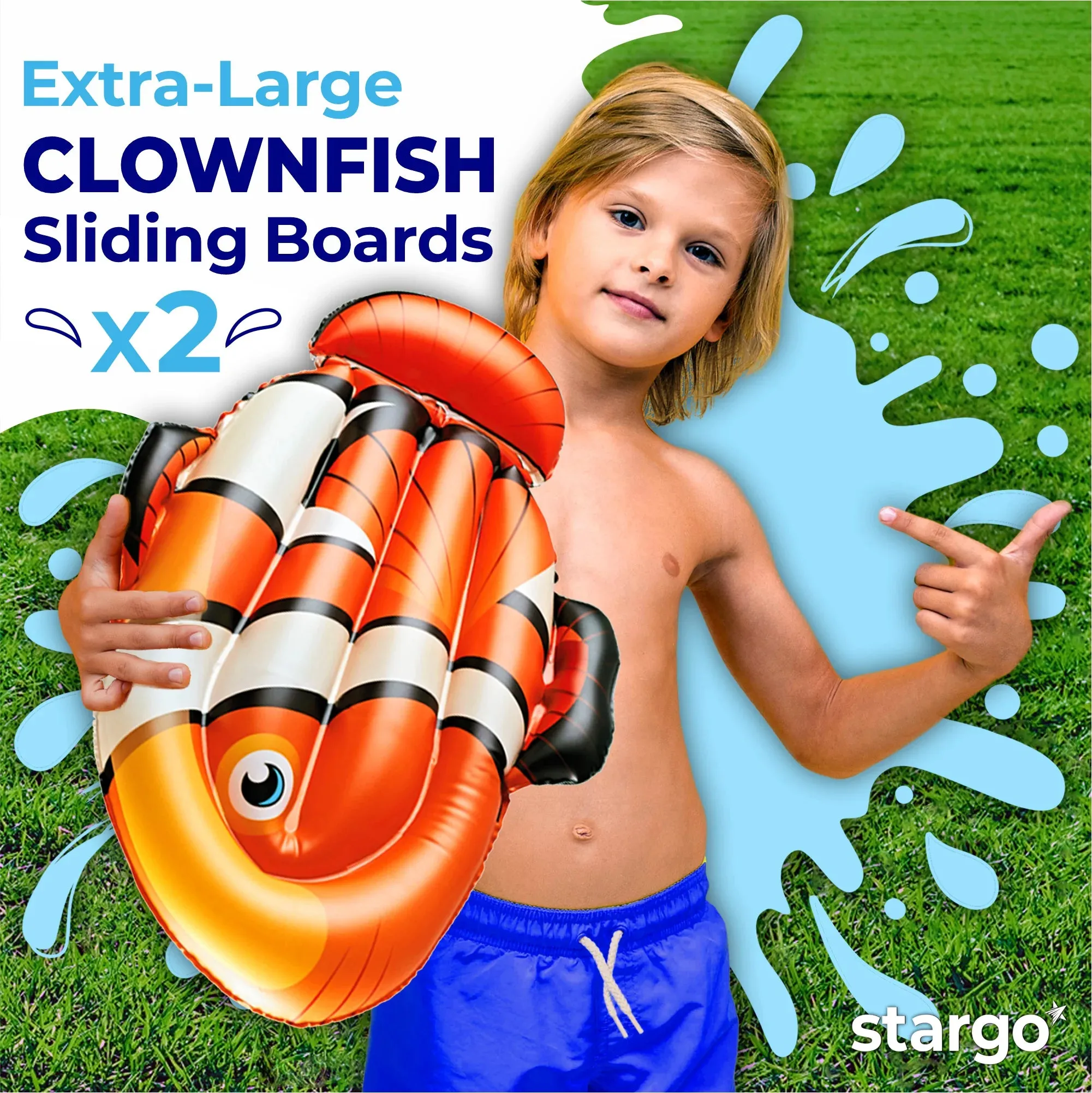 Undersea Water Dual Slip and Slide - 18 Feet X 5 Feet Slip N Slide with Splash Pad and Sprinkler, Water Slide with Inflatable Body Boards - Kids Water Fun