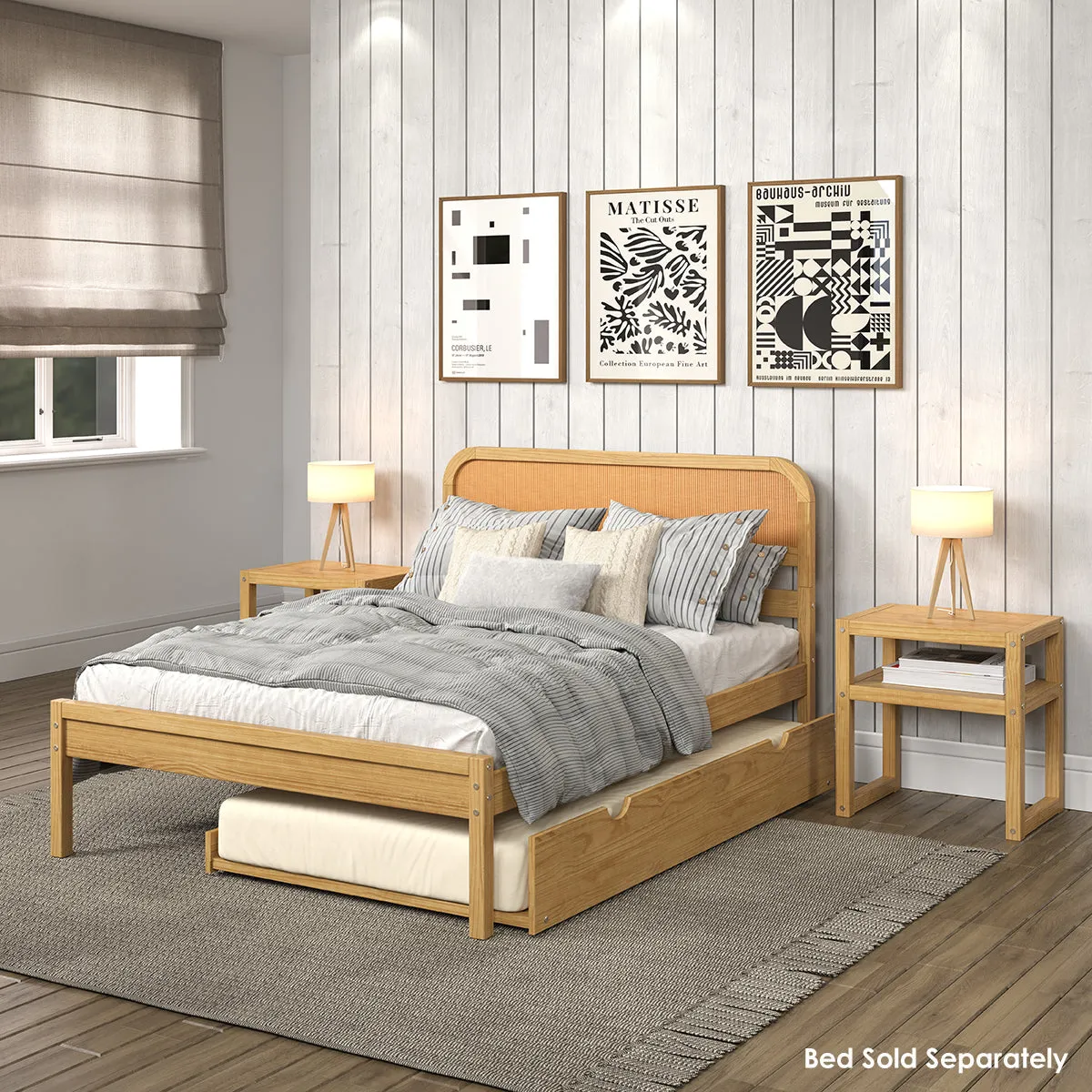 Wood Trundle Twin Bed - Natural