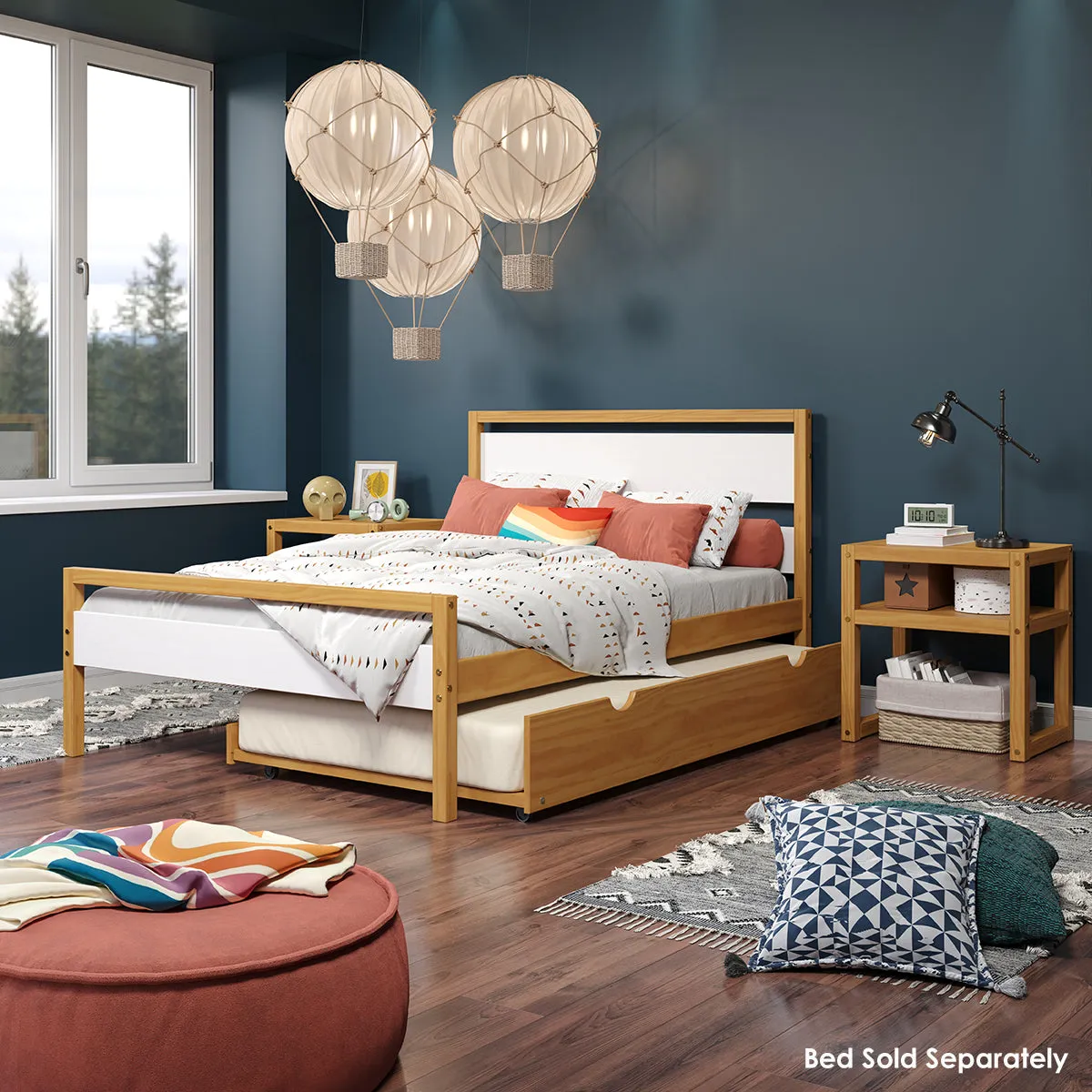 Wood Trundle Twin Bed - Natural