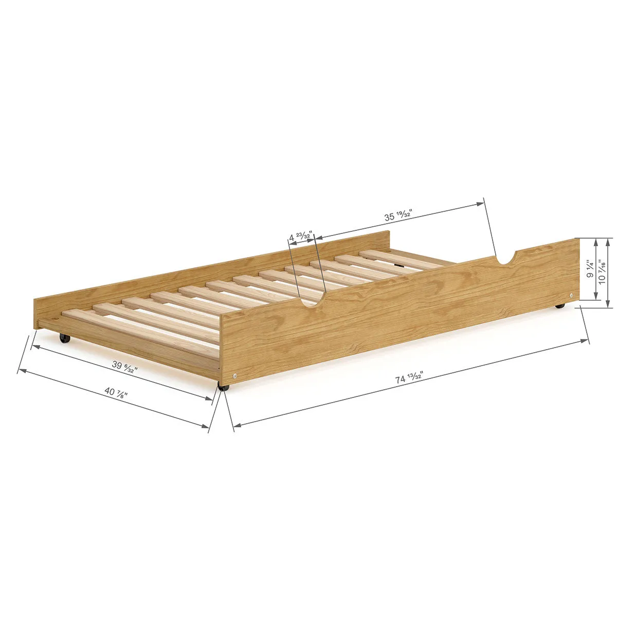 Wood Trundle Twin Bed - Natural